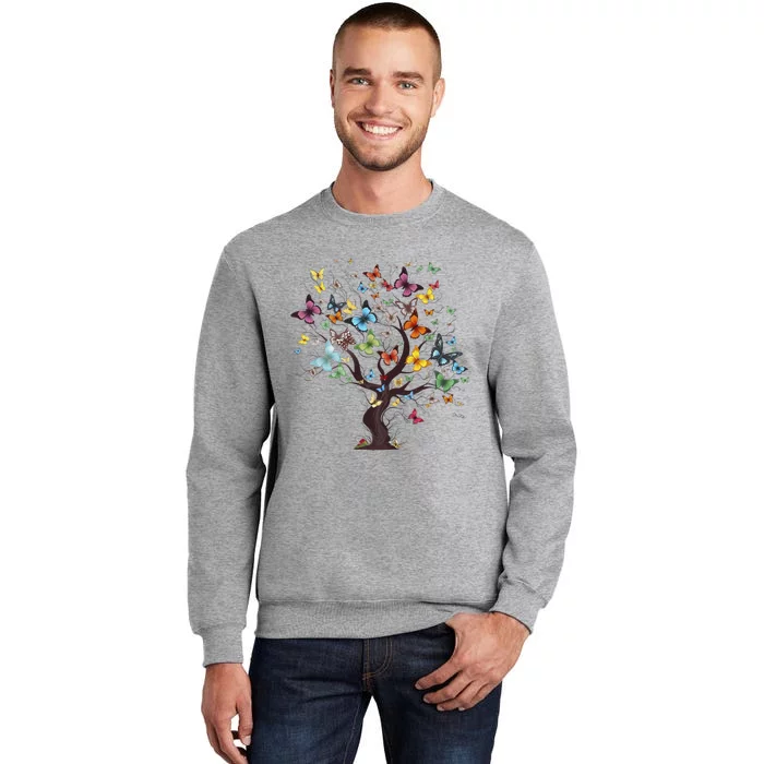 Beautiful Colorful Butterfly Tree Tall Sweatshirt