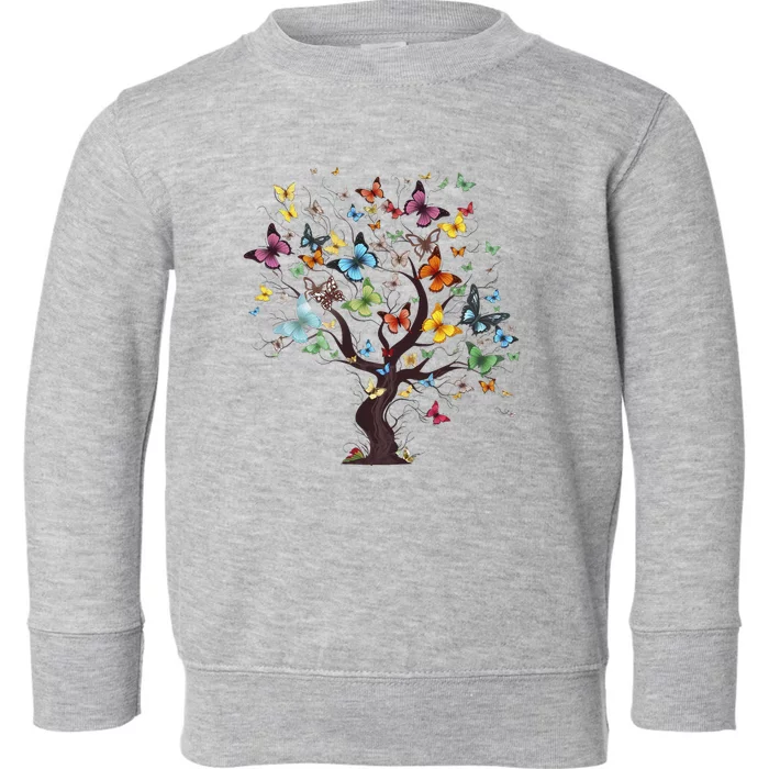 Beautiful Colorful Butterfly Tree Toddler Sweatshirt