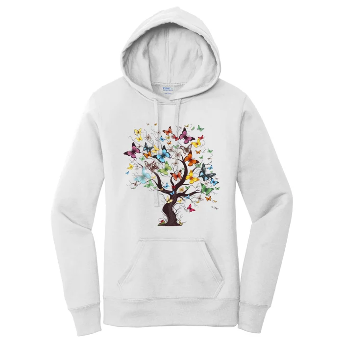 Beautiful Colorful Butterfly Tree Women's Pullover Hoodie