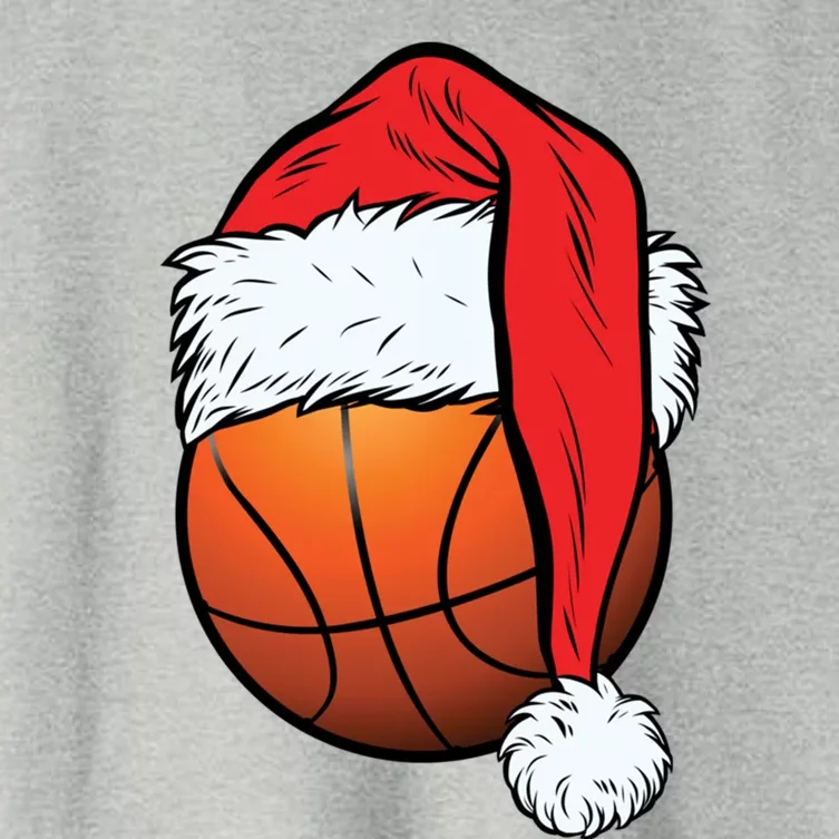 Basketball Christmas Ball Santa Hat Xmas Sport Cool Gift Women's Crop Top Tee