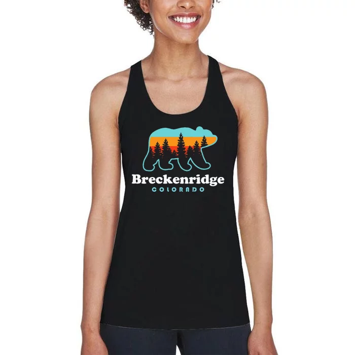 Breckenridge Colorado Bear Mountains Trees Women's Racerback Tank