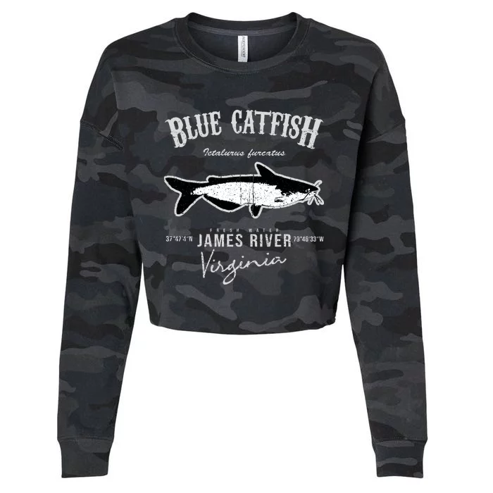 Blue Catfish Bass At James River Cropped Pullover Crew