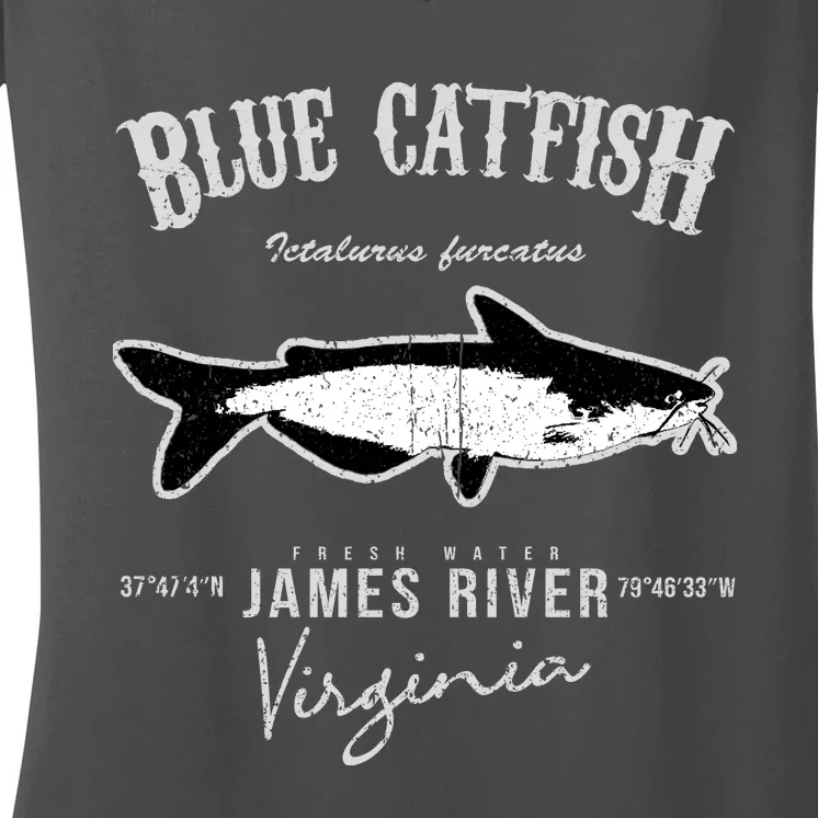 Blue Catfish Bass At James River Women's V-Neck T-Shirt