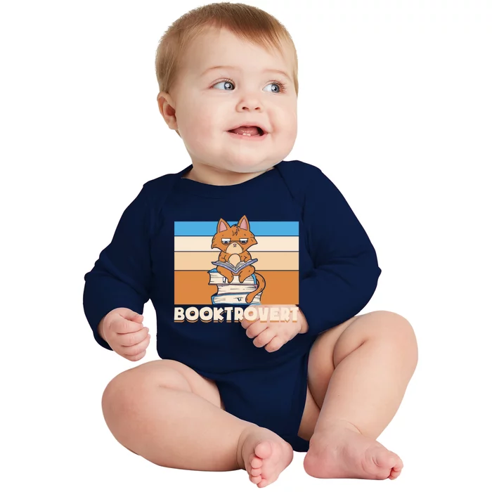 Booktrovert Cat Book Lovers Reading Book Gift Baby Long Sleeve Bodysuit