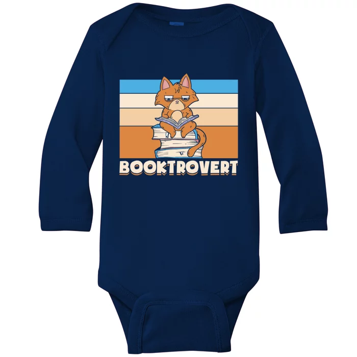 Booktrovert Cat Book Lovers Reading Book Gift Baby Long Sleeve Bodysuit