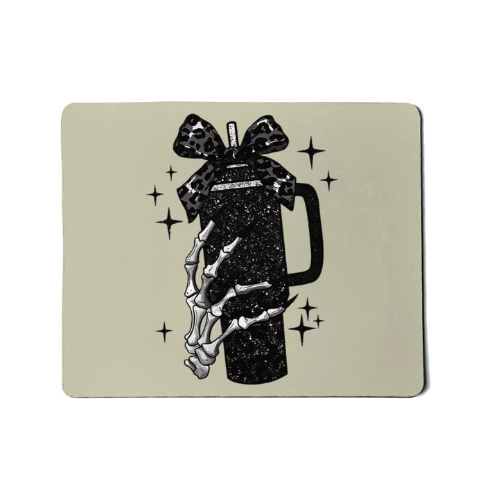 Black Coquette Bow Skeleton Mousepad