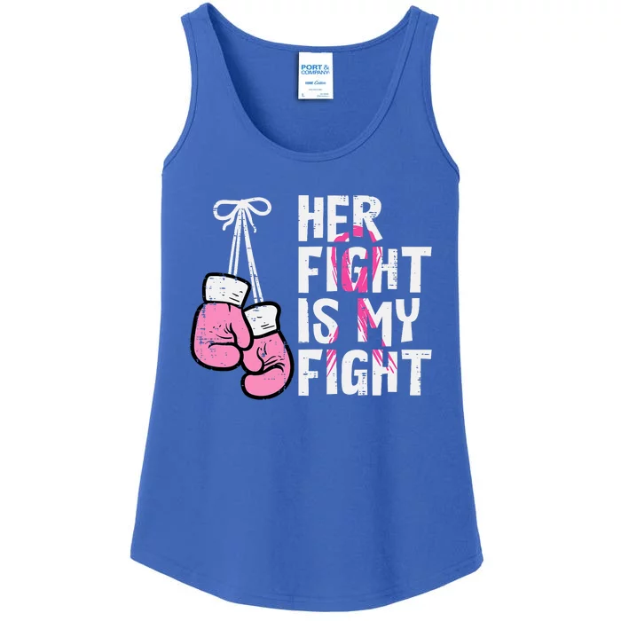 Breast Cancer Boxing Gloves Her Fight My Fight Women Ladies Essential Tank