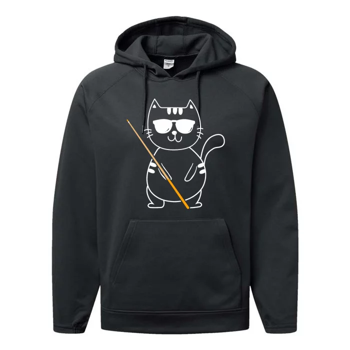 Billiard Cat Billiard Player Billard 8ball Pool Snooker Performance Fleece Hoodie