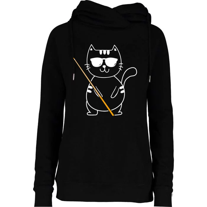 Billiard Cat Billiard Player Billard 8ball Pool Snooker Womens Funnel Neck Pullover Hood