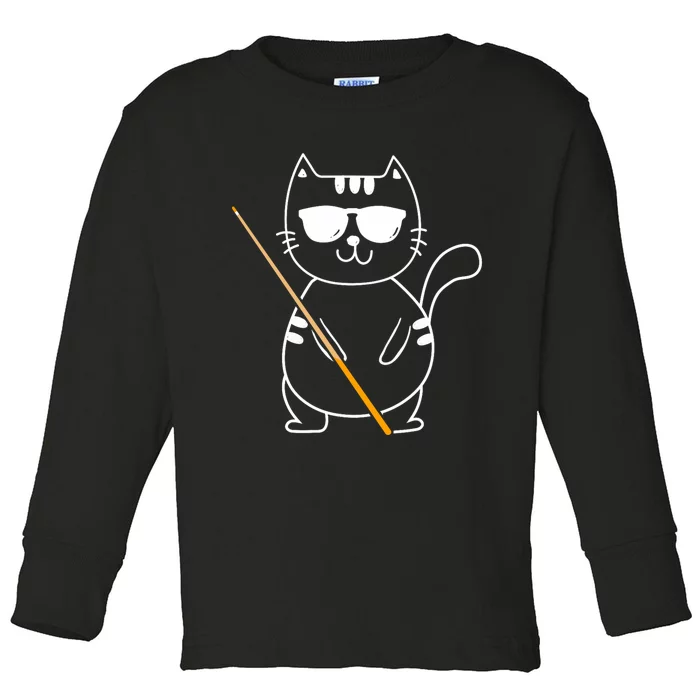 Billiard Cat Billiard Player Billard 8ball Pool Snooker Toddler Long Sleeve Shirt