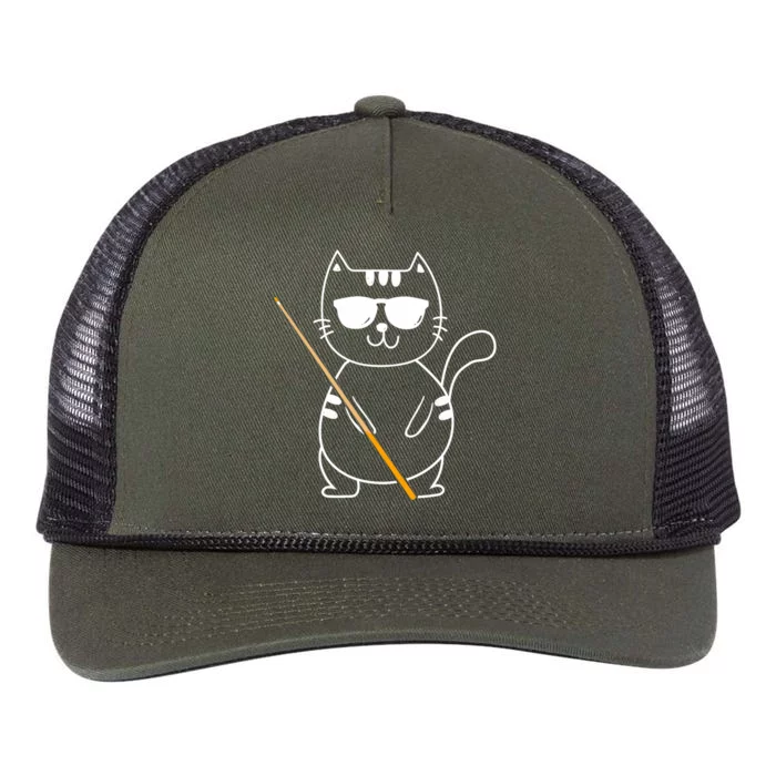 Billiard Cat Billiard Player Billard 8ball Pool Snooker Retro Rope Trucker Hat Cap