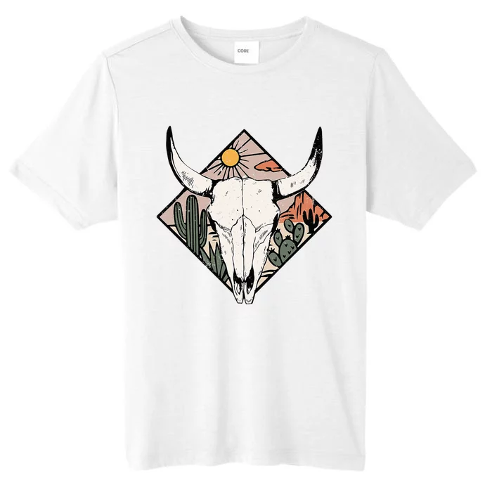 Boho Cow Bull Skull Howdy Rodeo Texas Western Country Desert ChromaSoft Performance T-Shirt