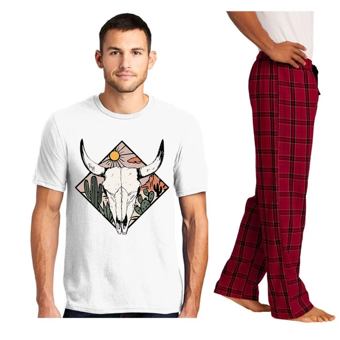 Boho Cow Bull Skull Howdy Rodeo Texas Western Country Desert Pajama Set