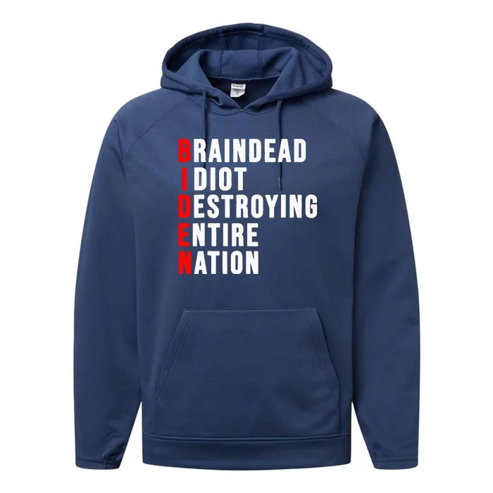 Biden Clown Braindead Idiot Destroying Entire Nation Performance Fleece Hoodie