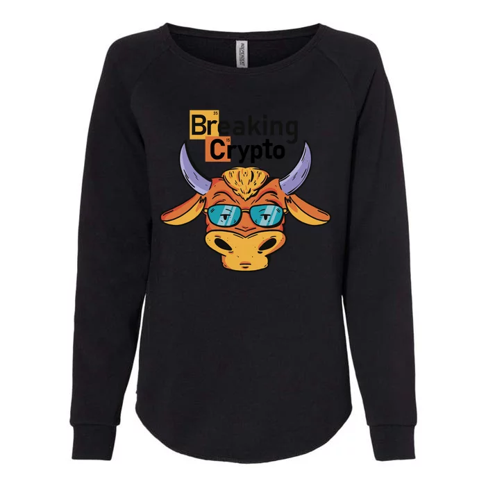 Breaking Crypto Bull Womens California Wash Sweatshirt