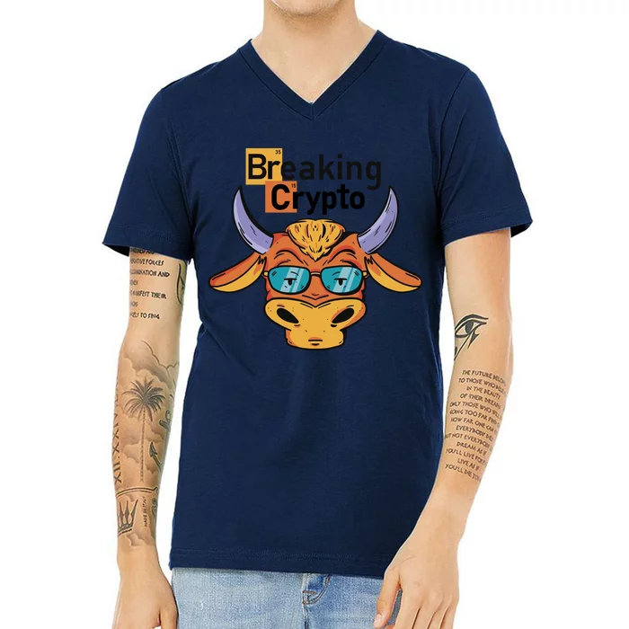 Breaking Crypto Bull V-Neck T-Shirt