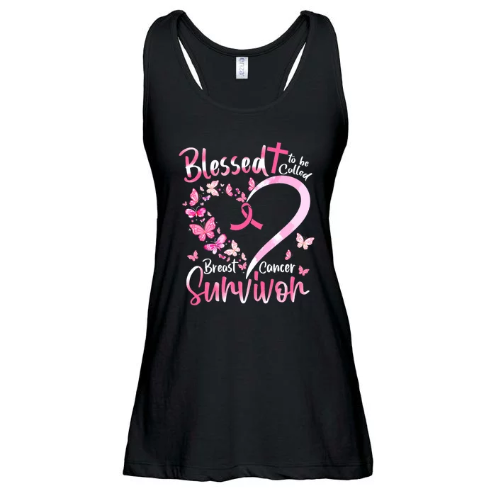 Breast Cancer Butterfly Blessed To Be Called Survivor Ladies Essential Flowy Tank