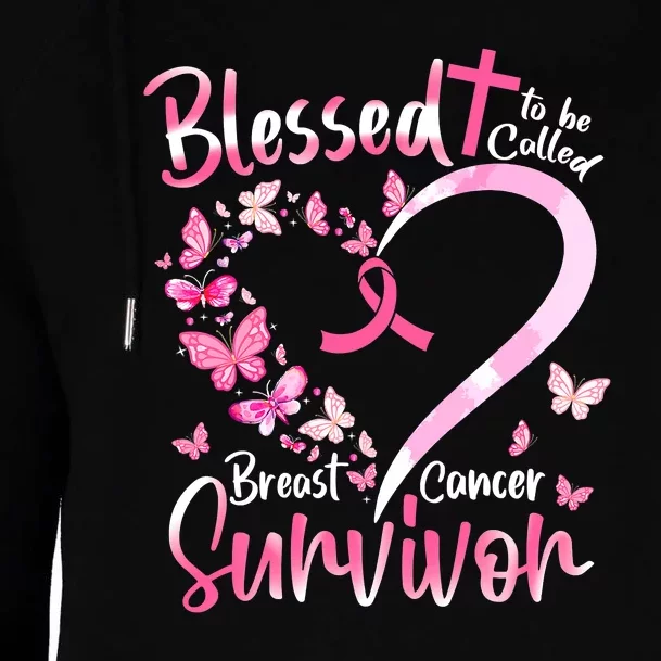 Breast Cancer Butterfly Blessed To Be Called Survivor Womens Funnel Neck Pullover Hood