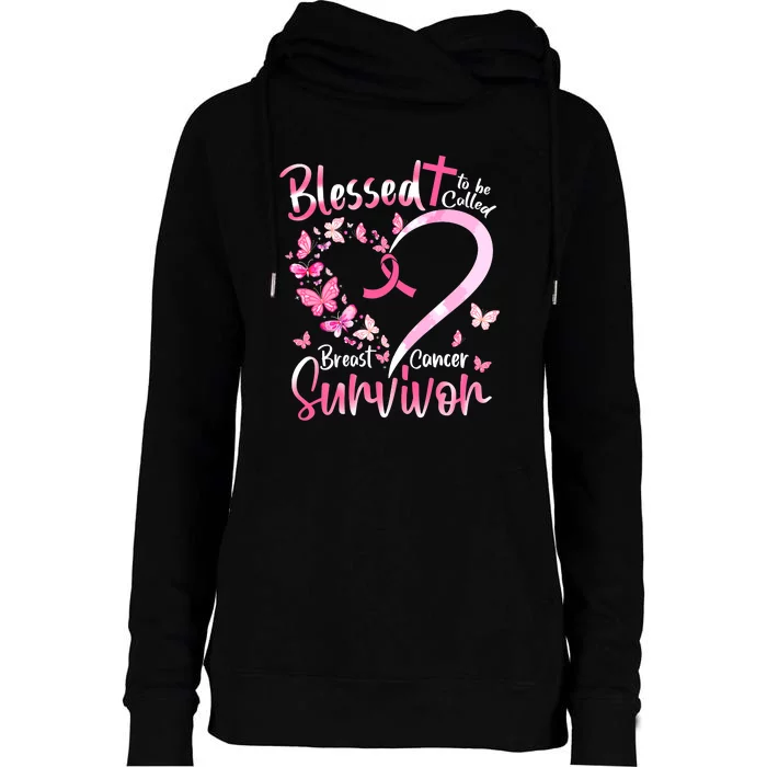 Breast Cancer Butterfly Blessed To Be Called Survivor Womens Funnel Neck Pullover Hood