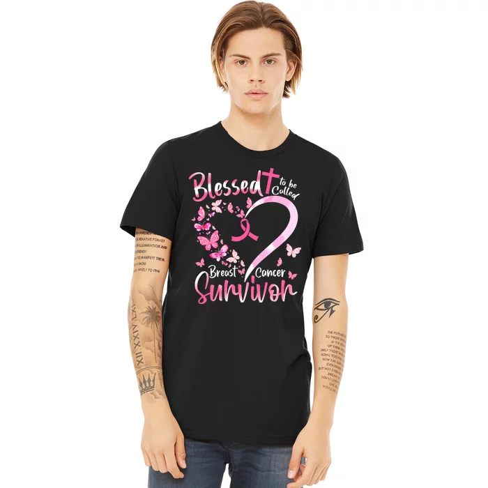 Breast Cancer Butterfly Blessed To Be Called Survivor Premium T-Shirt