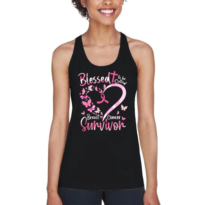 Breast Cancer Butterfly Blessed To Be Called Survivor Women's Racerback Tank