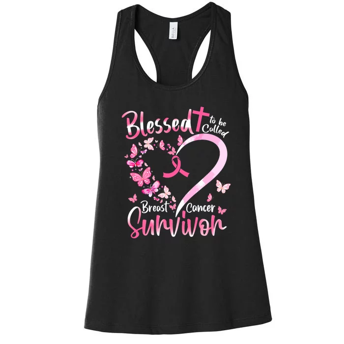 Breast Cancer Butterfly Blessed To Be Called Survivor Women's Racerback Tank