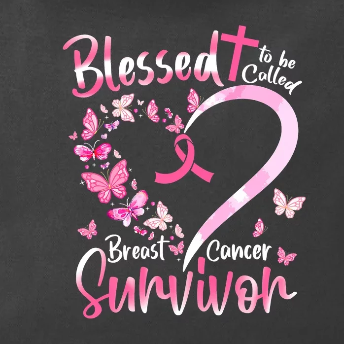 Breast Cancer Butterfly Blessed To Be Called Survivor Zip Tote Bag