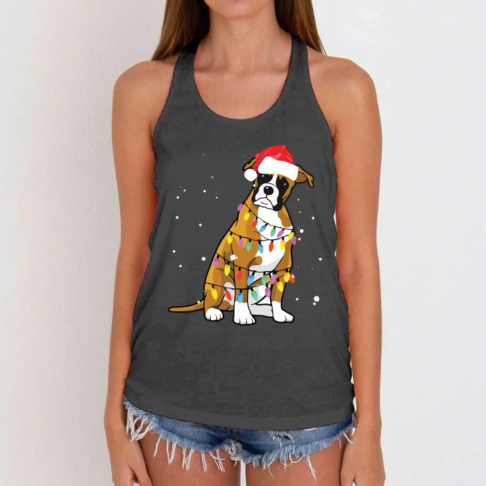 Boxer Christmas Boxer Dog Christmas Gift Women's Knotted Racerback Tank