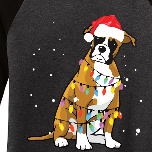 Boxer Christmas Boxer Dog Christmas Gift Women's Tri-Blend 3/4-Sleeve Raglan Shirt