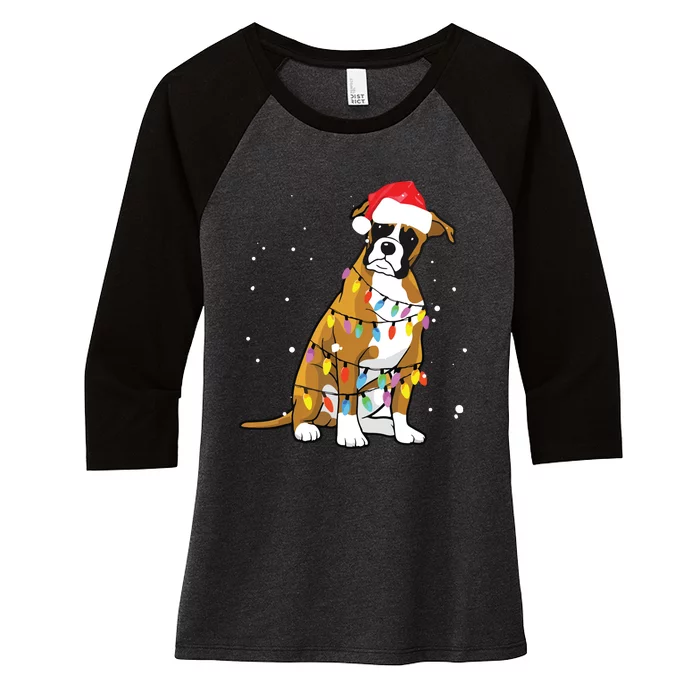 Boxer Christmas Boxer Dog Christmas Gift Women's Tri-Blend 3/4-Sleeve Raglan Shirt