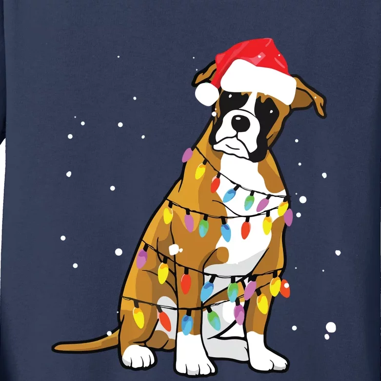 Boxer Christmas Boxer Dog Christmas Gift Kids Long Sleeve Shirt