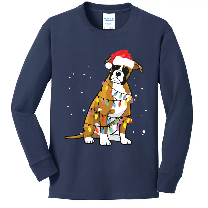 Boxer Christmas Boxer Dog Christmas Gift Kids Long Sleeve Shirt