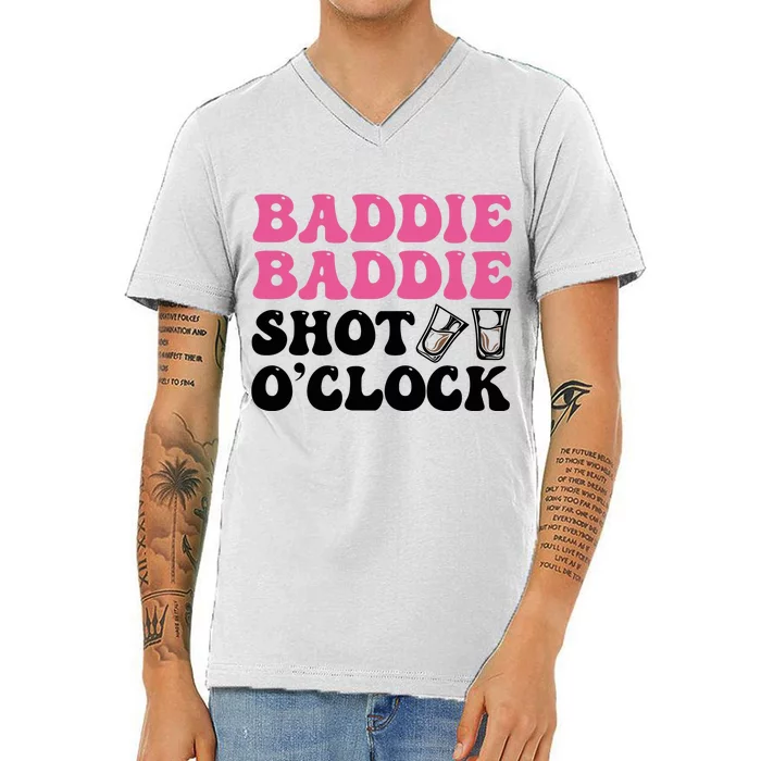 Baddies Caribbean Baddie Baddie Shot O Clock V-Neck T-Shirt