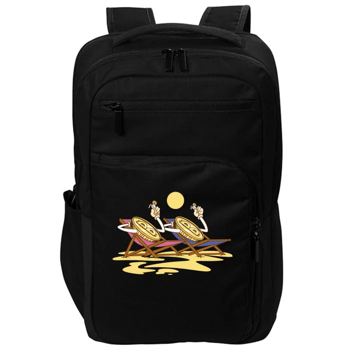 Bitcoin Crypto Beach Vacation Impact Tech Backpack