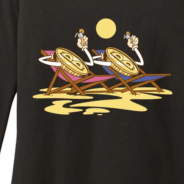 Bitcoin Crypto Beach Vacation Womens CVC Long Sleeve Shirt