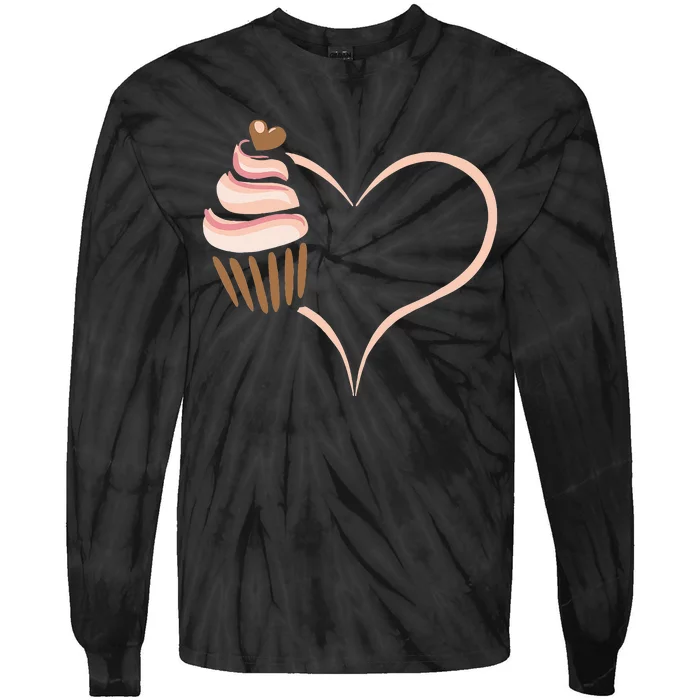 Baking Cupcake Cute Bakery Muffin Baking Cooking Tie-Dye Long Sleeve Shirt