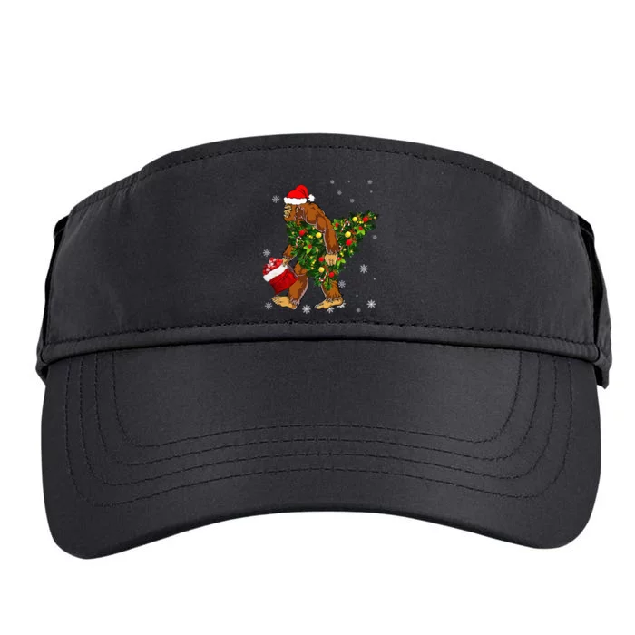 Bigfoot Carrying Christmas Tree Sasquatch Believer Pajama Adult Drive Performance Visor