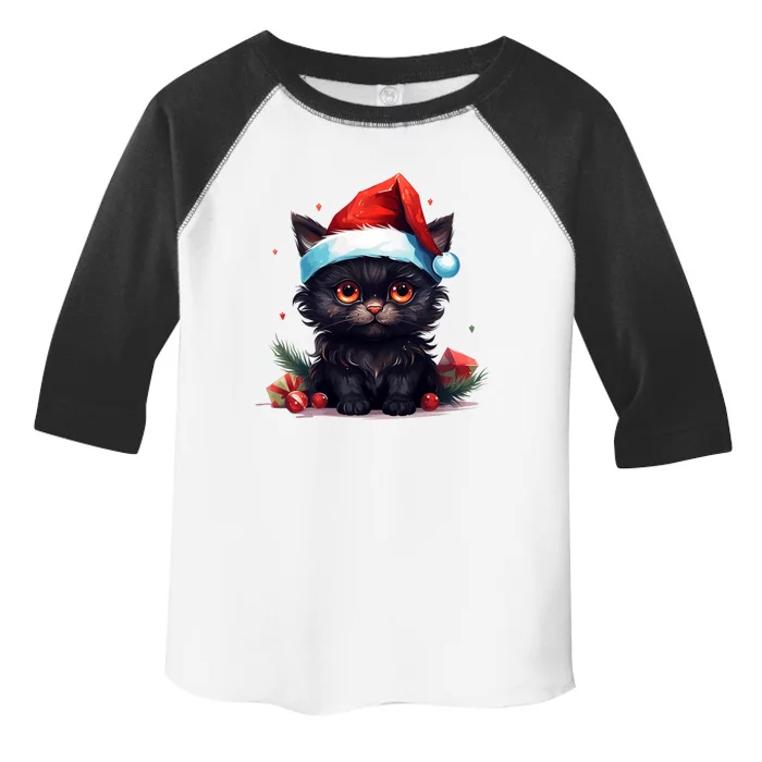 Black Cat Christmas Lights Funny Black Cat Lover Xmas Gift Toddler Fine Jersey T-Shirt