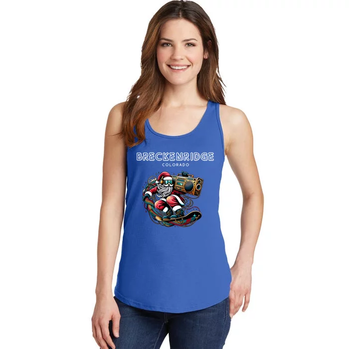 Breckenridge Colorado Cool Snowboard Christmas Santa Gift Ladies Essential Tank