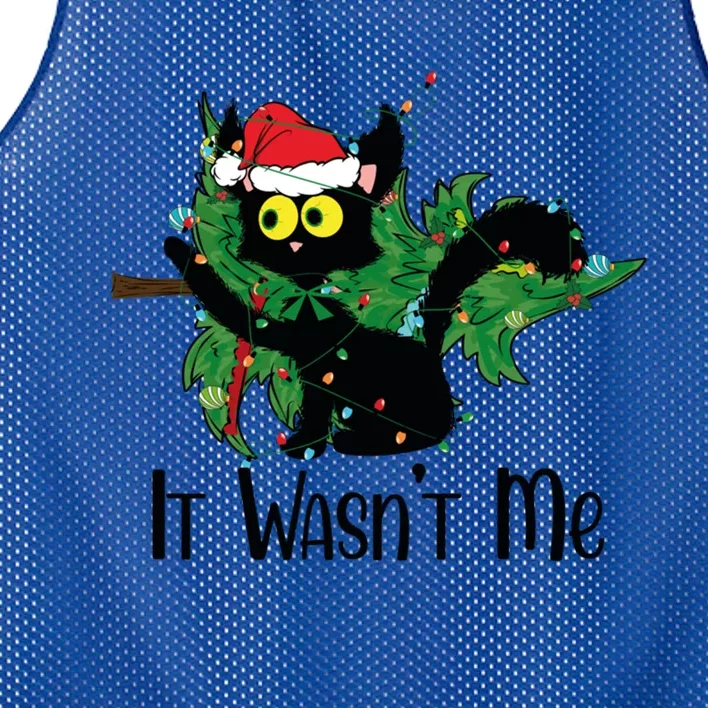 Black Cat Christmas Lights Pushing Christmas Tree Over What? Meaningful Gift Mesh Reversible Basketball Jersey Tank