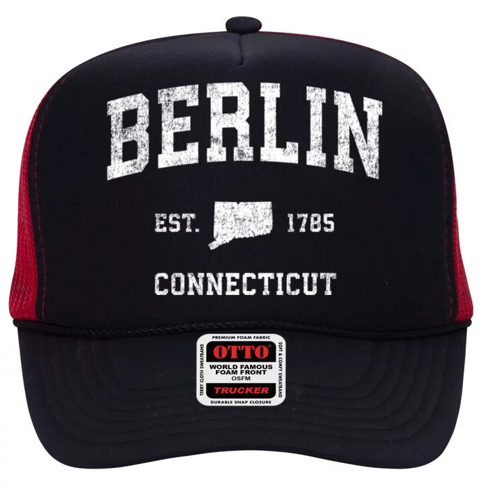 Berlin Connecticut Ct Vintage Sports High Crown Mesh Trucker Hat