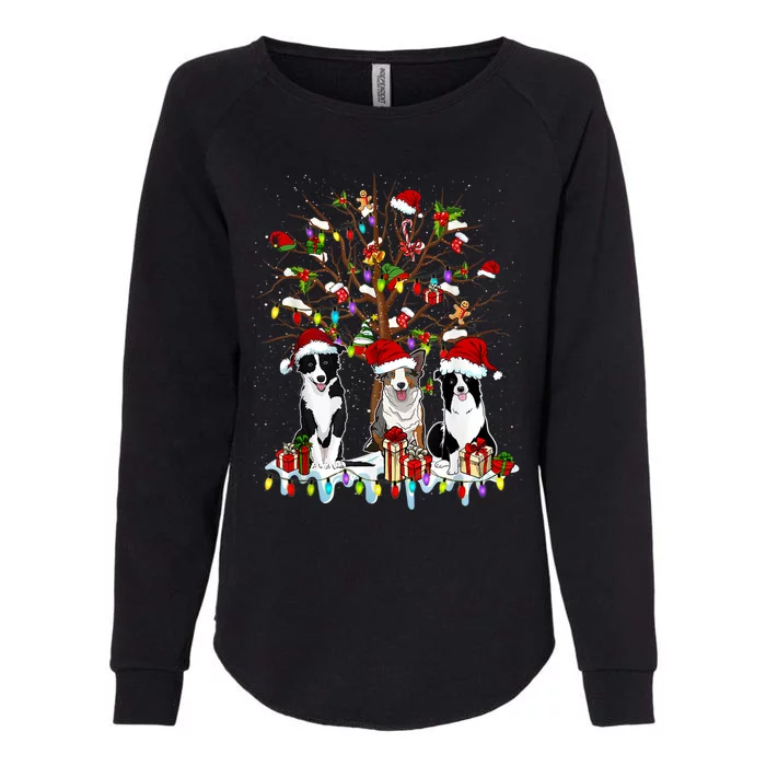 Border Collie Christmas Tree Funny Xmas Border Collie Dog Gift Womens California Wash Sweatshirt