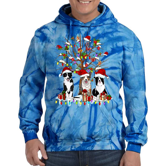 Border Collie Christmas Tree Funny Xmas Border Collie Dog Gift Tie Dye Hoodie