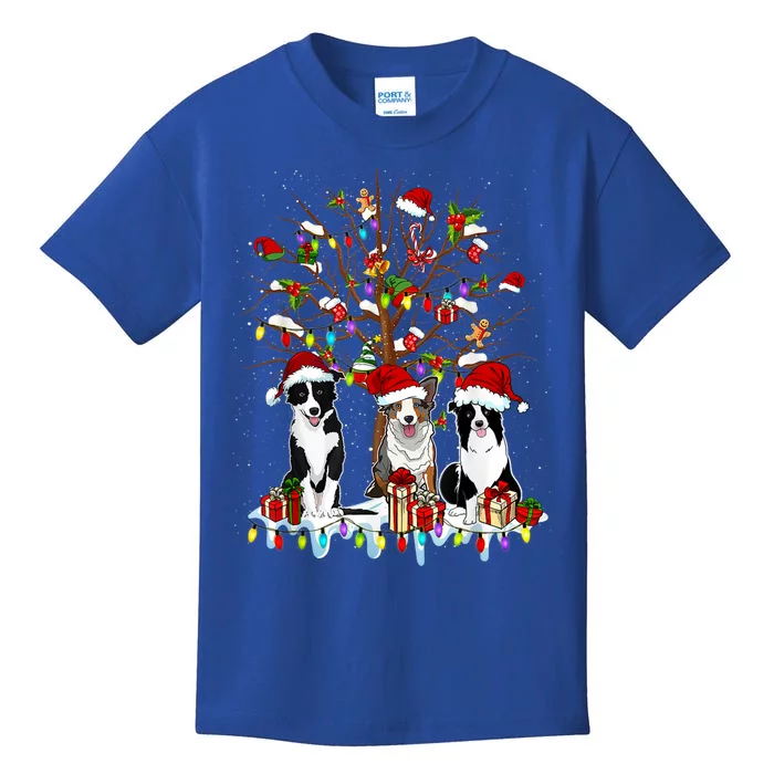 Border Collie Christmas Tree Funny Xmas Border Collie Dog Gift Kids T-Shirt