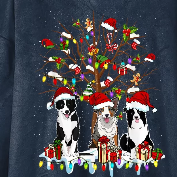 Border Collie Christmas Tree Funny Xmas Border Collie Dog Gift Hooded Wearable Blanket