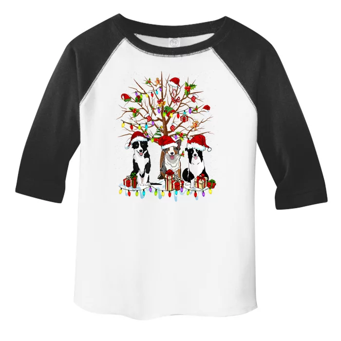 Border Collie Christmas Tree Funny Xmas Border Collie Dog Gift Toddler Fine Jersey T-Shirt