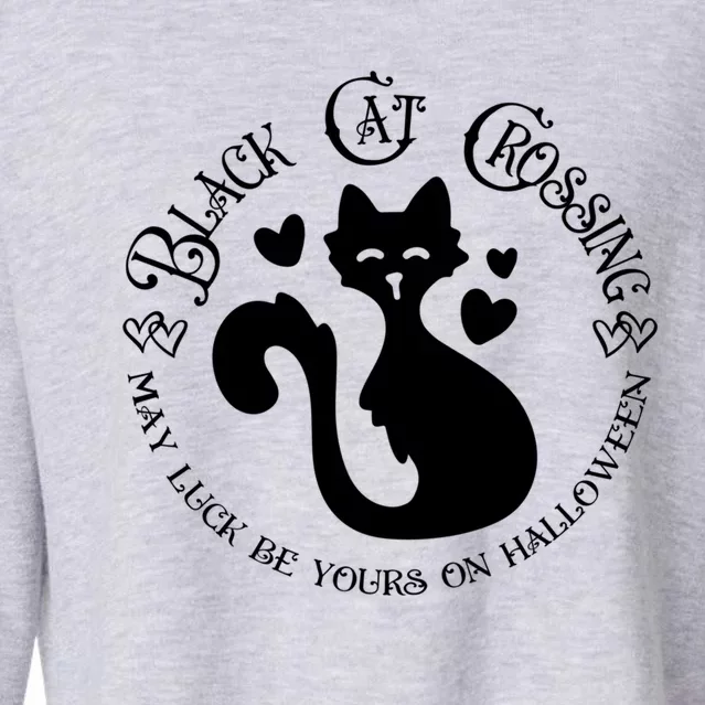 Black Cat Crossing Funny Graphic Tees And Funny Gift Cropped Pullover Crew