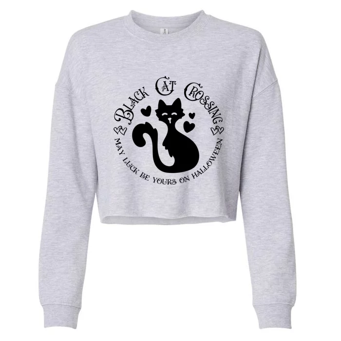 Black Cat Crossing Funny Graphic Tees And Funny Gift Cropped Pullover Crew