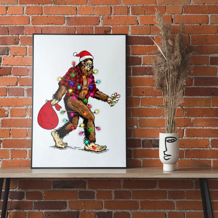 Bigfoot Carrying Christmas Tree Sasquatch Pajama Poster