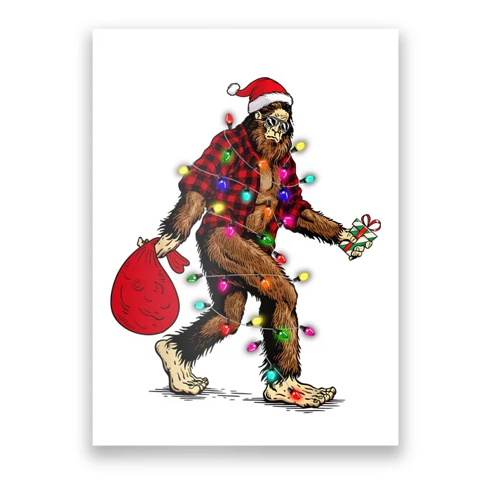 Bigfoot Carrying Christmas Tree Sasquatch Pajama Poster